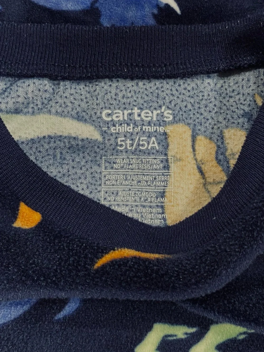 Carter's Cozy Fleece Navy Dinosaur Print 2-piece Pajamas Set Size 5T